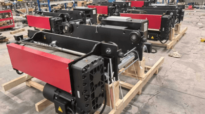 20t-9m Single Girder electric hoist packaged and ready for shipment
